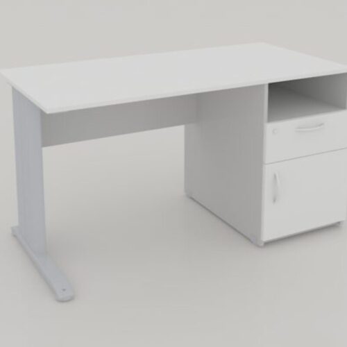 MESA RECTA DE 1.20X.60 CON PEDESTAL DE NICHO, CAJON Y PUERTA ABATIBLE, PATA CONICA RECTA Y FALDON MELAMINA ** - muebles de oficina en veracruz y xalapa