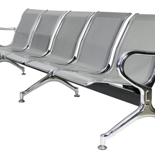 BANCA METALICA 5 PLAZAS C/BRAZOS,METALICA PERFORADA, CROMADA Y SATIN DE 287X58X81CMS.