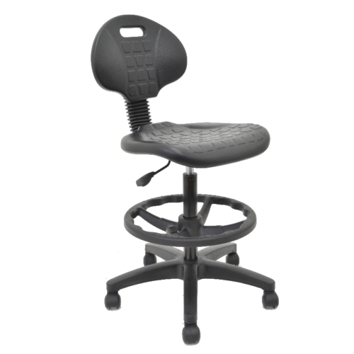 SILLA ALTA INDUSTRIAL POLIURETANO INYECTADO COLOR NEGRO AJUSTE NEUMATICO - muebles de oficina en veracruz y xalapa