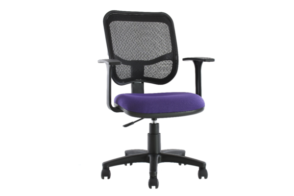 SILLA OP.C/BRAZOS, ASIENTO EN TELA Y RESP. MALLAFLEX, AJUSTE NEUMATICO BASE NEGRA ** - muebles de oficina en veracruz y xalapa