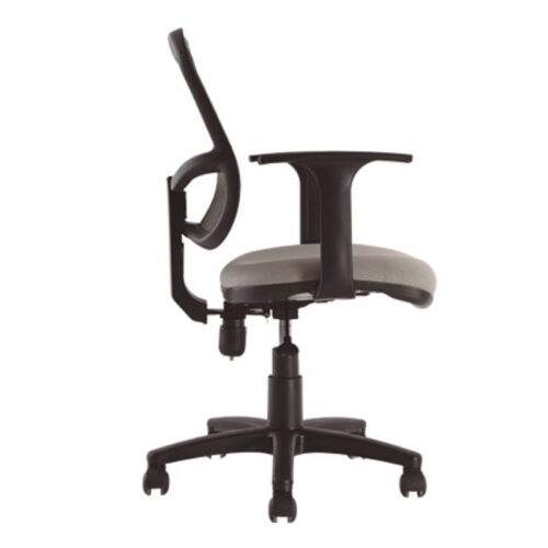 SILLA OP.C/BRAZOS,ASIENTO TELA/RESPALDO RECLINABLE EN MALLA, AJUSTE NEUMATICO BASE NEGRA - muebles de oficina en veracruz y xalapa
