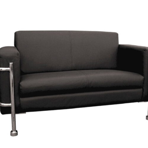SOFA 2 PLAZAS ERGONOMICO,BRAZOS TAPIZ PIEL,TUBULAR CROMO MED:F-147*F-73*A-82cm. - muebles de oficina en veracruz y xalapa