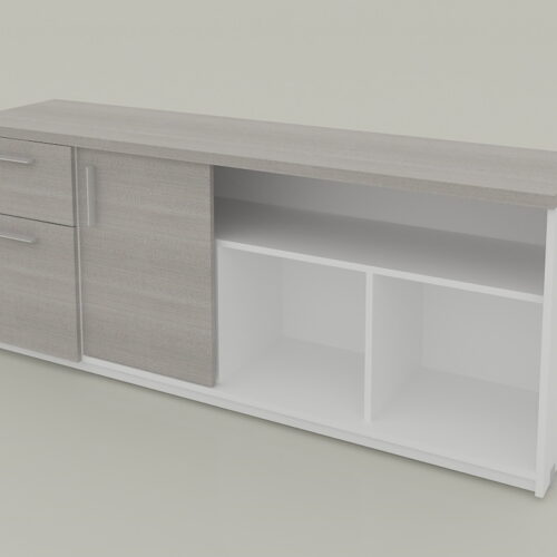 CREDENZA LATERAL IZQUIERDA CAJONERA BOX FILE Y PUERTA CORREDIZA 160X 40 X 65 - muebles de oficina en veracruz y xalapa