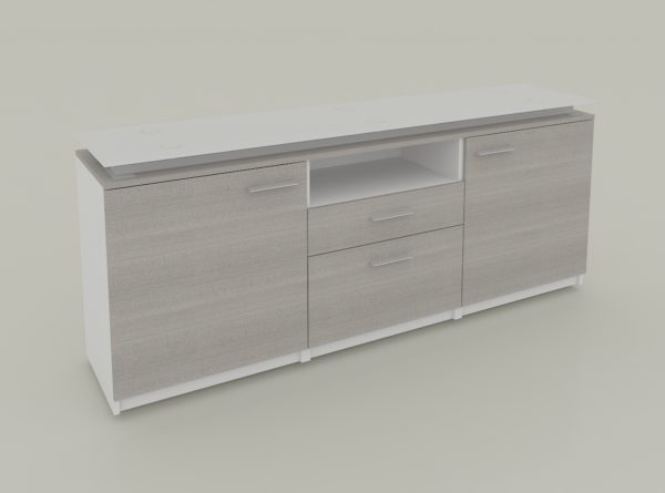 CREDENZA; 2 CAJONES Y PTAS ABATIBLES, CUBIERTA MELAMINA / MELAMINA: 180 X 40 X 75 A 28mm. - muebles de oficina en veracruz y xalapa