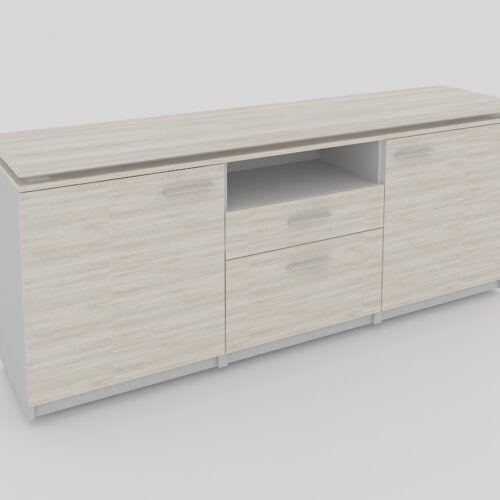 CREDENZA; 2 CAJONES Y PTAS ABATIBLES, CUBIERTA CRISTAL / MELAMINAL: 180 X 40 X 75 A 28mm. - muebles de oficina en veracruz y xalapa