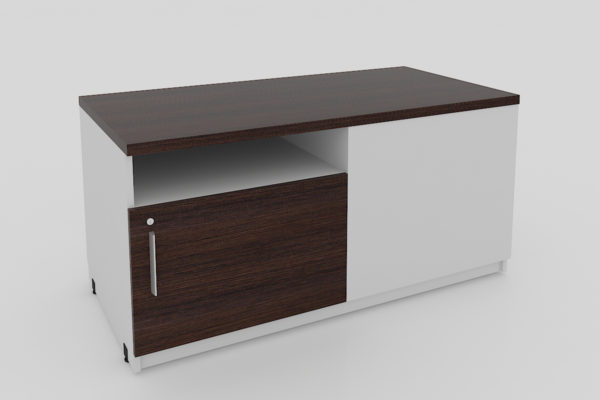 CREDENZA BAJA DOBLE VISTA, CON NICHO, PUERTA ABATIBLE Y ENTREPAÑO A MEDIO FONDO, DE 1.20X0.60X0.60 - muebles de oficina en veracruz y xalapa