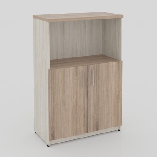 LIBRERO MEDIO CON PUERTAS BAJAS DE 0.80*0.40*1.20M CAL 28 MM CON 2 ENTREPAÑOS - muebles de oficina en veracruz y xalapa