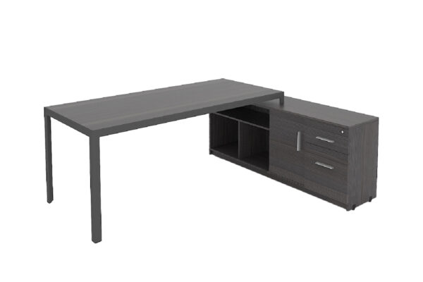 MÓDULO DERECHO STUDIO EJECUTIVO DE 1.80 *0.80, CON CREDENZA DE 1.60*0.40*H0.63M PATAS TRIANGULARES COLOR ANTRACITA *0.800*H0.63M