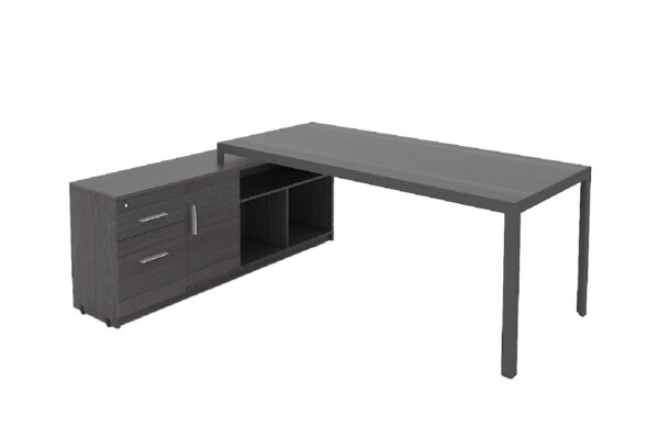 MÓDULO DERECHO STUDIO EJECUTIVO DE 1.80 *0.80, CON CREDENZA DE 1.60*0.40*H0.63M PATAS TRIANGULARES COLOR ANTRACITA *0.800*H0.63M