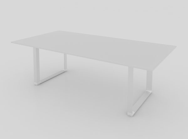 MESA DE REUNIONES SQ ALUM, DE 2.40 * 1.20M, CUBIERTA CRISTAL TEMPLADO 12.7mm CANTOS PULIDOS - muebles de oficina en veracruz y xalapa