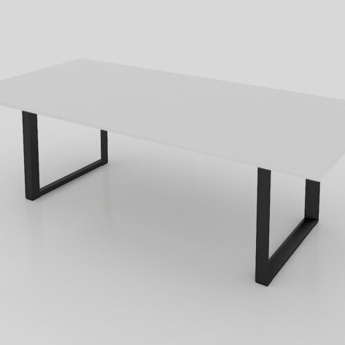 MESA DE REUNIONES SQ BLACK DE 2.40 * 1.20M,CUBIERTA CRISTAL TEMPLADO 12.7mm CANTOS PULIDOS, ESTRUCTURA NEGRA - muebles de oficina en veracruz y xalapa