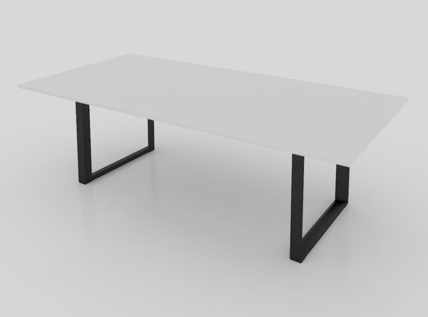 MESA DE REUNIONES SQ BLACK DE 2.40 * 1.20M,CUBIERTA CRISTAL TEMPLADO 12.7mm CANTOS PULIDOS, ESTRUCTURA NEGRA - muebles de oficina en veracruz y xalapa