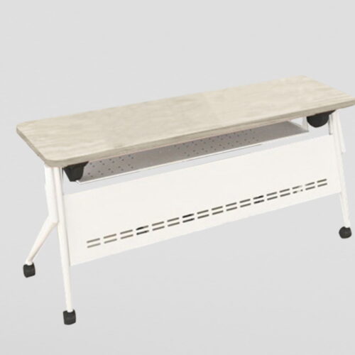 MESA PLEGABLE DE 160 X 60, CUBIERTA MELAMINA CAL.28mm. ESTRUCTURA BLANCA