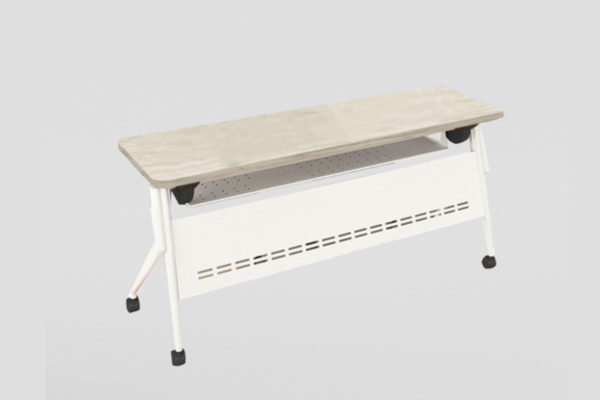 MESA PLEGABLE DE 160 X 60, CUBIERTA MELAMINA CAL.28mm. ESTRUCTURA BLANCA