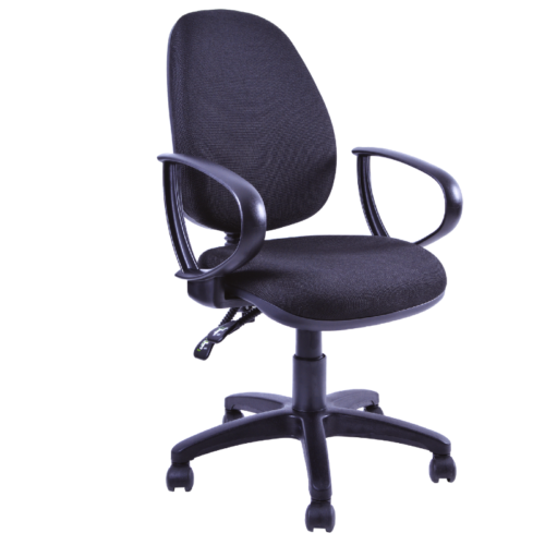 SILLA SECRETARIAL CON BRAZOS, AJUSTE DE ALTURA NEUMATICA, TAPIZ TELA NEGRA ** - muebles de oficina en veracruz y xalapa