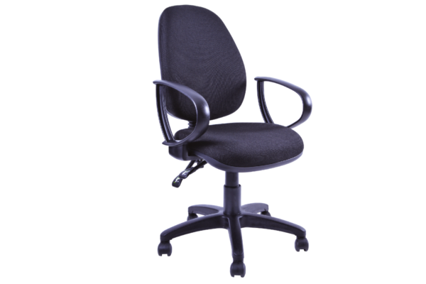 SILLA SECRETARIAL CON BRAZOS, AJUSTE DE ALTURA NEUMATICA, TAPIZ TELA NEGRA ** - muebles de oficina en veracruz y xalapa