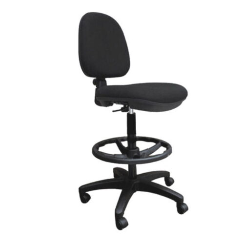SILLA ALTA P/CAJERO,AJUSTE DE ALTURA NUEMATICO, ARILLO PLASTICO TAPIZ TELA NEGRA ** - muebles de oficina en veracruz y xalapa