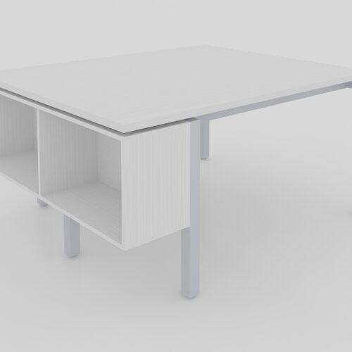 MESA DE TRABAJO RECTA CON LIBRERO FLOTANTE, CUBIERTA CAL. 28MM, PATA METALICA DE 1.20X1.20X0.75