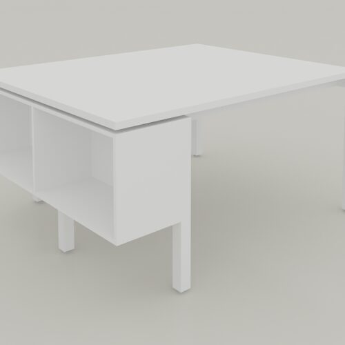 MESA DE TRABAJO RECTA CON LIBRERO FLOTANTE, CUBIERTA CAL. 28MM, PATA METALICA DE 1.50X1.20X0.75