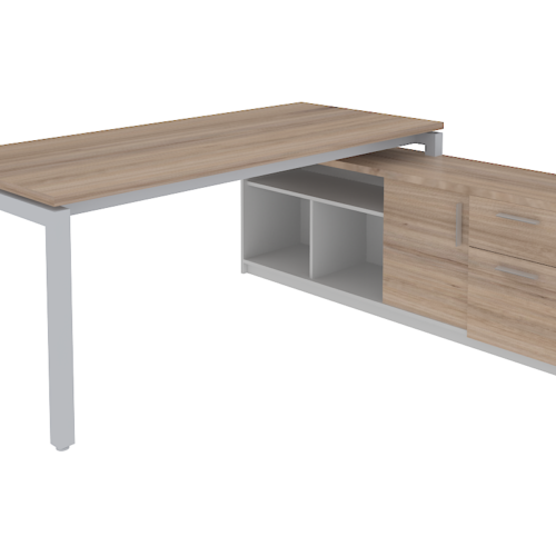 MÓDULO EJECUTIVO DE 1.80 *0.80, CON CREDENZA DERECHA DE 1.60*0.40*H0.60M, CUBIERTA MELAMINICA CAL 28MM