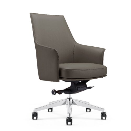 SILLON EJECUTIVO RESPALDO MEDIO, MECANISMO SYNCRO, BASE ALUMINIO PULIDO TAZ PEIL NEGRA O TAUPE - muebles de oficina en veracruz y xalapa
