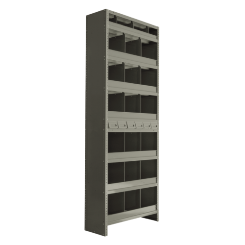 ESTANTE COMBINADO DE 92*30*221cm. 6 CAJONES Y 13 DIVISIONES ALTAS Y 9 BAJAS