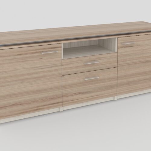 CREDENZA; 2 CAJONES Y PTAS ABATIBLES, CUBIERTA MELAMINA / MELAMINA: 180 X 40 X 75 A.28/32mm. - muebles de oficina en veracruz y xalapa