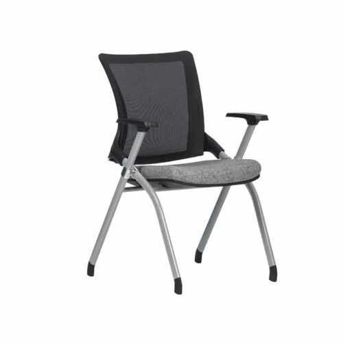 SILLA PLEGABLE, ASIENTO ACOJINADO TAPIZA TELA, RESPLADO MALLA NEGRA Y ESTRUCTURA GRIS - muebles de oficina en veracruz y xalapa
