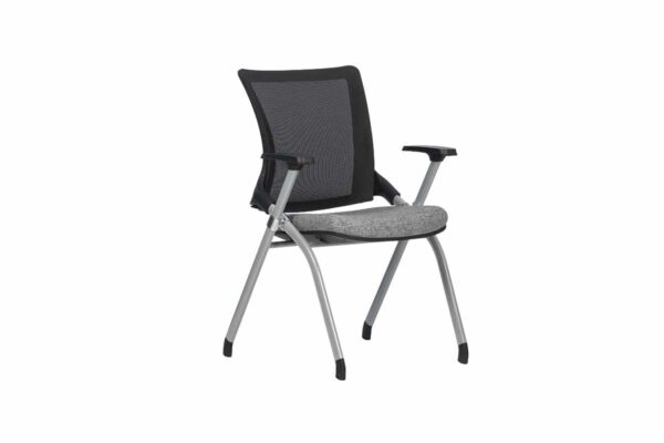 SILLA PLEGABLE, ASIENTO ACOJINADO TAPIZA TELA, RESPLADO MALLA NEGRA Y ESTRUCTURA GRIS - muebles de oficina en veracruz y xalapa