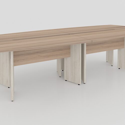 MESA DE JUNTAS SEMIOVALDA DE 3.00X1.20X0.75 CAL. 28MM TODA MELAMINA CON BASE ANGULAR - muebles de oficina en veracruz y xalapa