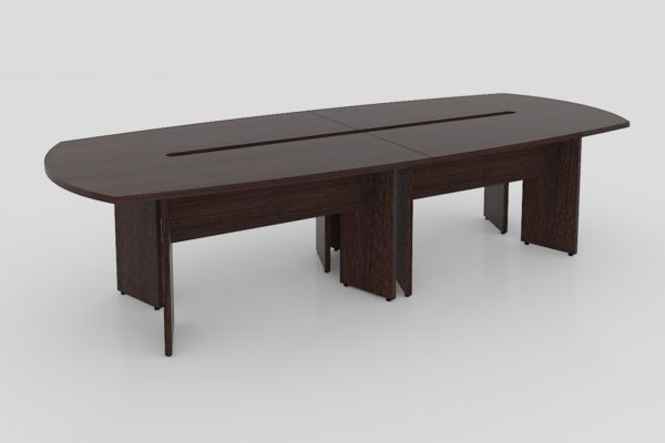 MESA DE JUNTAS SEMIOVALDA DE 3.50X1.20X0.75 CAL. 28MM TODA MELAMINA CON BASE ANGULAR - muebles de oficina en veracruz y xalapa