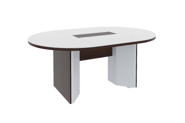 MESA OVALADA DE 180 X 120 X 75cm. A 28mm. PATA DESMONTABLE Y CUBIERTA CRISTAL - muebles de oficina en veracruz y xalapa