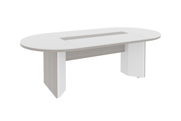 MESA OVALADA DE 240 X 120 X 75cm. A 28mm. BASE DESMONTABLE Y CUBIERTA CRISTAL - muebles de oficina en veracruz y xalapa