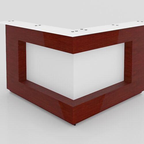 MOSTRADOR EN "L" DOBLE FRENTE, DE 1.50X1.50X1.12, ACABADO MELAMINA CON CUBIERTA DE VIDRIO TEMPLADO - muebles de oficina en veracruz y xalapa