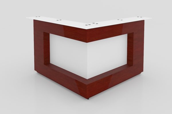 MOSTRADOR EN "L" DOBLE FRENTE, DE 1.50X1.50X1.12, ACABADO MELAMINA CON CUBIERTA DE VIDRIO TEMPLADO - muebles de oficina en veracruz y xalapa