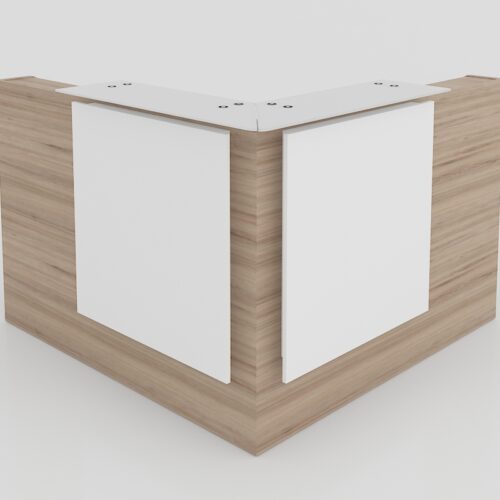 MOSTRADOR EN "L" FRENTE ANCHO MELAMINA CUB.CRISTAL;ALTURA 110 X 150 X 150 - muebles de oficina en veracruz y xalapa
