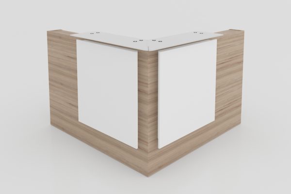 MOSTRADOR EN "L" FRENTE ANCHO MELAMINA CUB.CRISTAL;ALTURA 110 X 150 X 150 - muebles de oficina en veracruz y xalapa