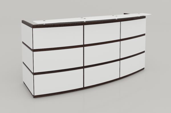 RECEPCION SEMICURVA DE 2.20X0.74X1.10, CON CRISTAL TEMPLADO - muebles de oficina en veracruz y xalapa