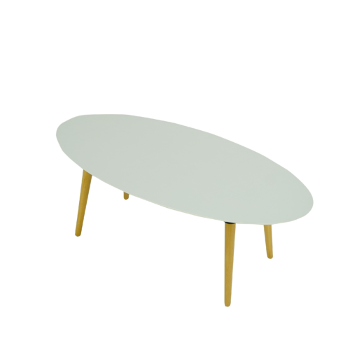MESA CENTRAL CUBIERTA BLANCA MDF CANTO INVERTIDO, 120X60X40cm DE ALTO, PATAS HAYA NATURAL - muebles de oficina en veracruz y xalapa