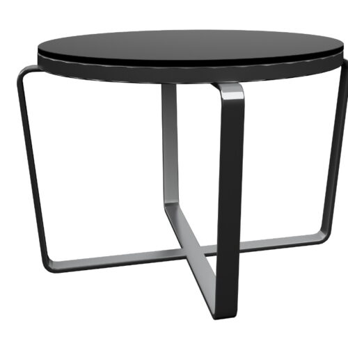 MESA CIRCULAR,65 DIAMETRO Y 40cm.ALTO, CRISTAL TEMPLADO NEGRO, ESTRUCT.ALUMINIO CEPILLADO - muebles de oficina en veracruz y xalapa
