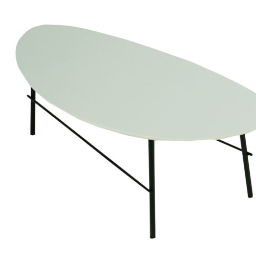 MESA CENTRAL CUBIERTA BLANCA MDF CANTO INVERTIDO, 120X60X40cm DE ALTO, PATAS METAL NEGRO - muebles de oficina en veracruz y xalapa