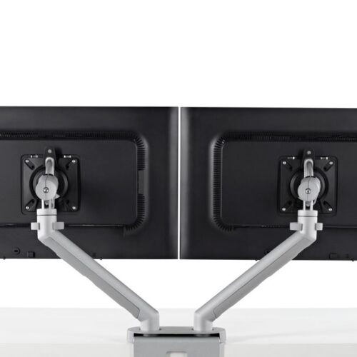 BRAZO FLO DOBLE, P/2 MONITORES SUPERFICIE CLAMP TIPO CLIP COLOR PLATA * PRECIO EN DOLARES AMERICANOS