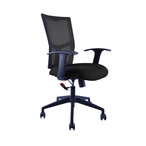 SILLA OP.RECLINABLE C/BOLOQUEO, BRAZOS, ASIENTO TELA Y RESP. MALLA, NEUMATICA BASE NEGRA ** - muebles de oficina en veracruz y xalapa
