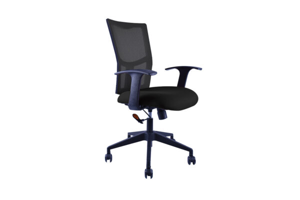 SILLA OP.RECLINABLE C/BOLOQUEO, BRAZOS, ASIENTO TELA Y RESP. MALLA, NEUMATICA BASE NEGRA ** - muebles de oficina en veracruz y xalapa